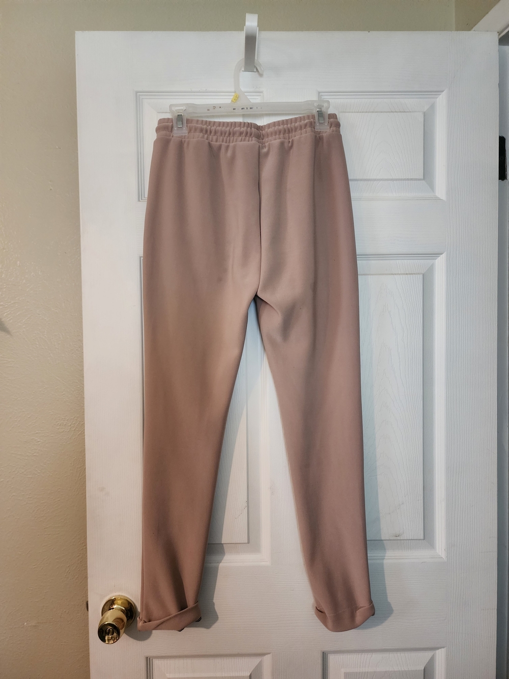 Women's Elastic-Waist Track Pants in Taupe